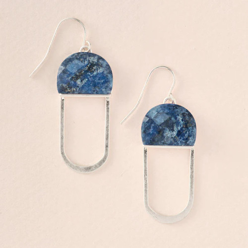 MODERN STONE CHANDELIER EARRING LAPIS/SILVER