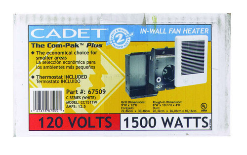 CADET COM PAK 250 SQ FT 5120 BTU ELECTRIC WALL HEATER