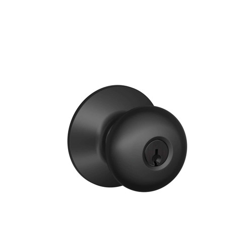 SCHLAGE PLYMOUTH MATTE BLACK ENTRY KNOBS KEY K4 1-3/4