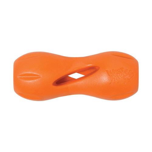 WEST PAW ZOGOFLEX ORANGE PLASTIC QWIZL DOG TREAT TOY/ DISPENSER SMALL