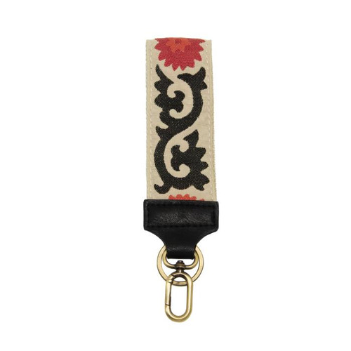 2" CREAM FLORAL JACQUARD WRISTLET KEYCHAIN