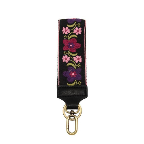 2" FOLK FLORAL EMBROIDERED WRISTLET KEYCHAIN