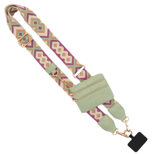 CLIP & GO STRAP WITH ZIP POUCH GREEN & PURPLE