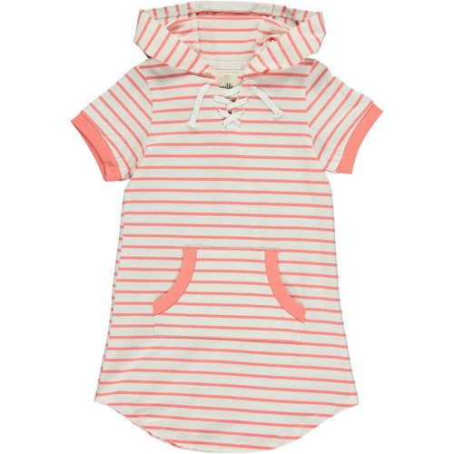 HOODED DRESS TRACEY CORAL STRIPE