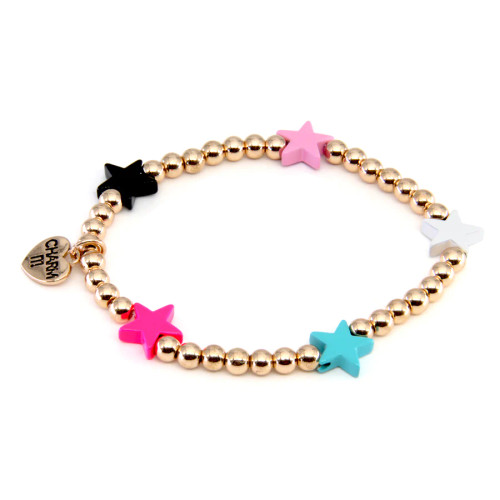 GOLD BEAD STAR STRETCH BRACELET