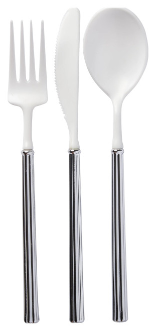 VILLA CUTLERY WHITE/SILVER 24PK