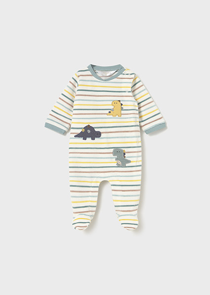 ROMPER VELOUR DINO STRIPE