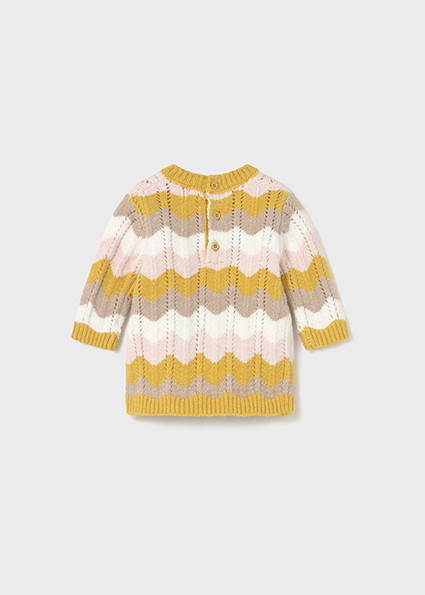 KNIT DRESS CHEVRON MUSTARD PINK