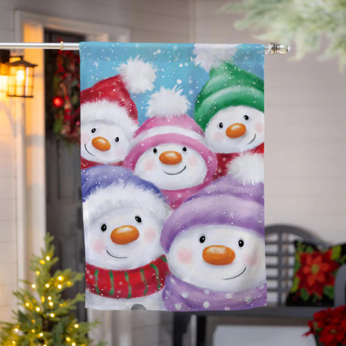 HOUSE FLAG SNOWMAN FAMILY SUEDE