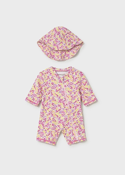 2PC SWIMSUIT PINK  W/ HAT