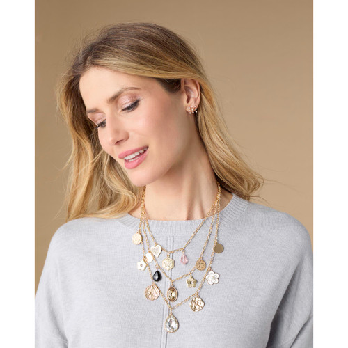 LAYERED CHARM NECKLACE FLORAL
