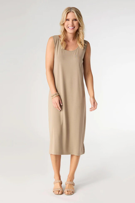 SOFT SLEEVELESS DRESS TAUPE
