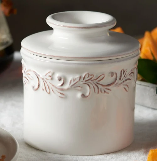 BUTTER BELL CROCK ANTIQUE WHITE