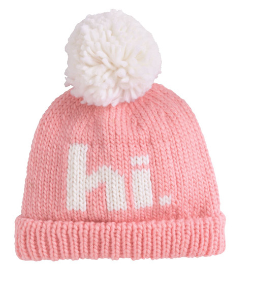 PINK HI BABY KNIT HAT