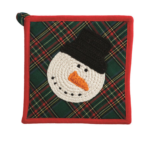 SNOWMAN TARTAN CROCHET TRIVET