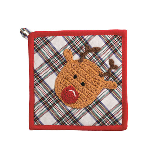 REINDEER TARTAN CROCHET TRIVET
