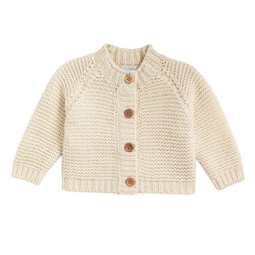 IVORY GARTER STITCH CARDIGAN