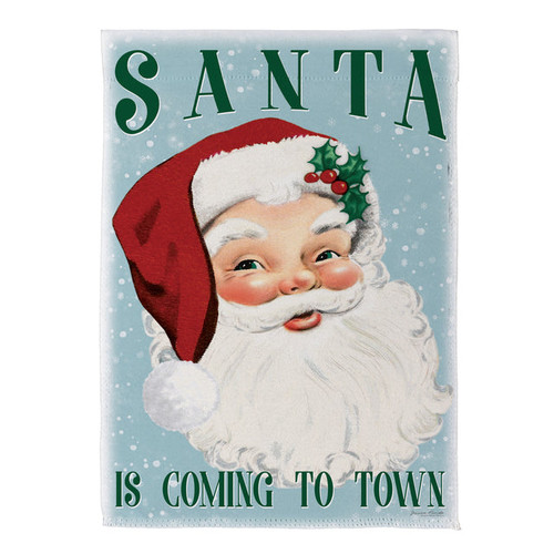 BLUE VINTAGE SANTA FLAG