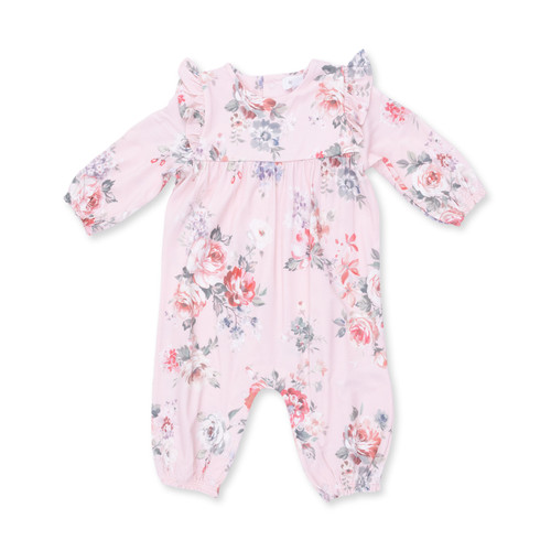 ROSE BOUQUETS RUFFLE SLEEVE ROMPER