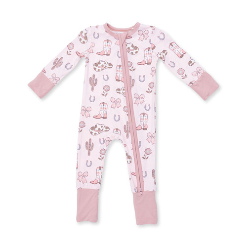 COWGIRL BOOTS BOWS ZIP ROMPER