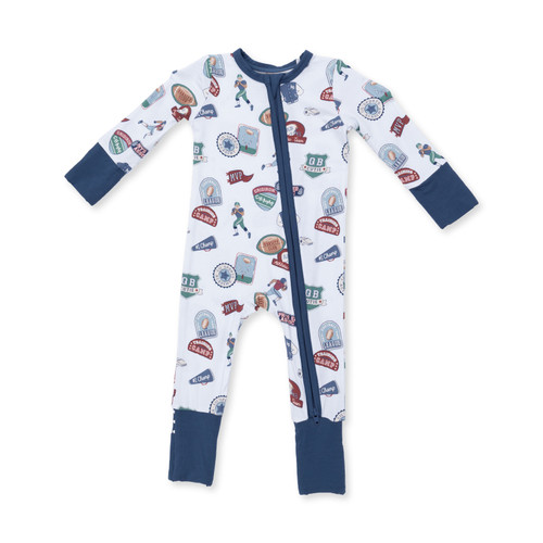 FOOTBALL PATCHES ZIP ROMPER