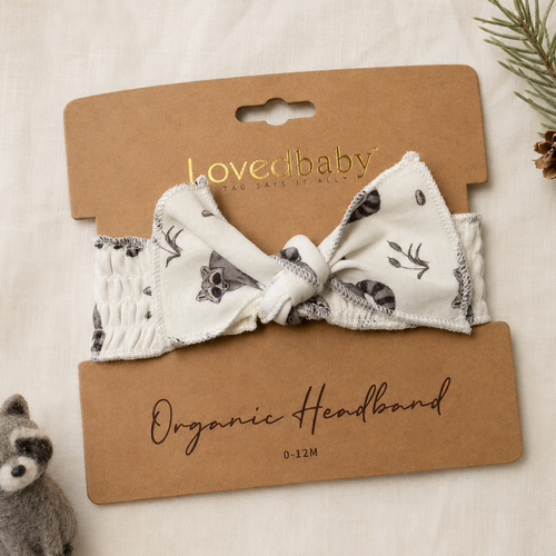 ORGANIC HEADBAND RACCOON 0-12M