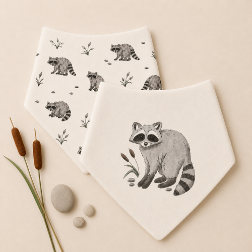 ORGANIC B BIB 2-PACK RACCOON OS