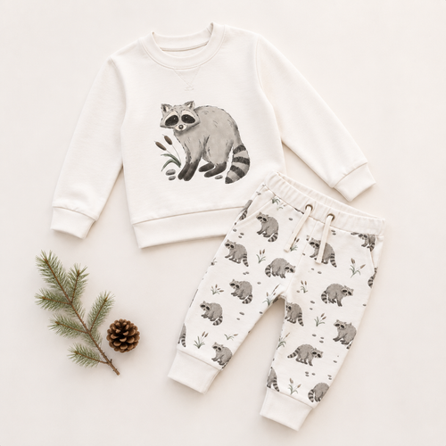 ORGANIC 2PC SWEAT SET RACCOON