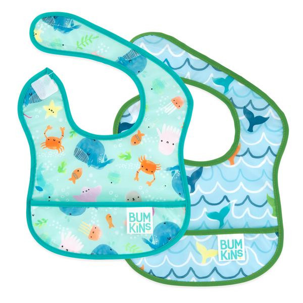 STARTER BIB 2PK OCEAN & WHALE