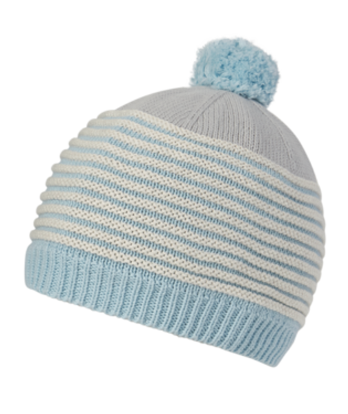 BABY BOYS BEANIE ARRAWARRA LIGHT BLUE STRIPE