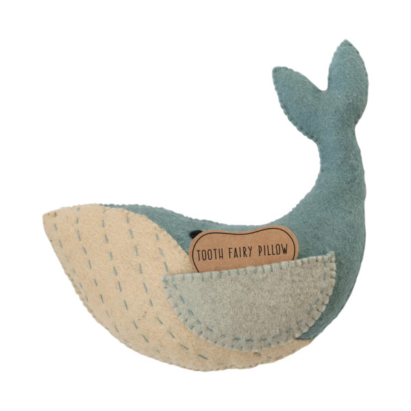 10" WHALE TOOTH FAIRY PILLOW