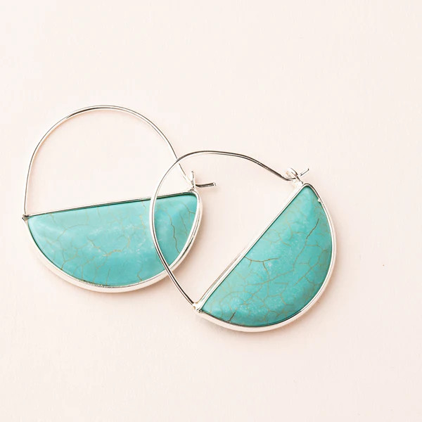 STONE PRISM HOOP EARRING TURQUOISE/SILVER