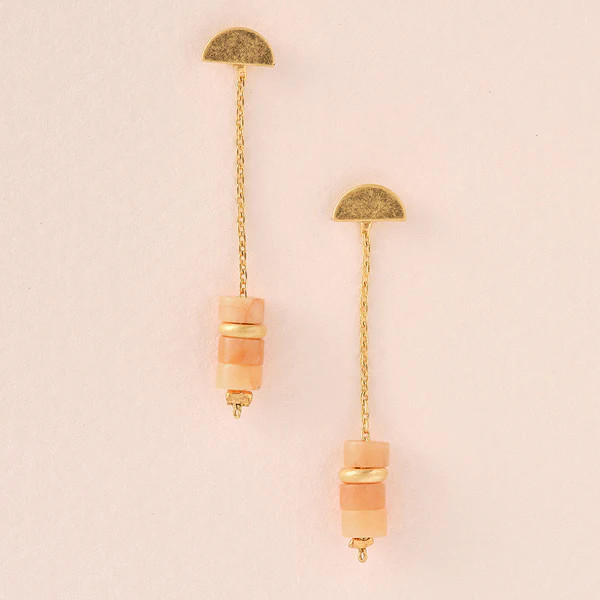 STONE METEOR THREAD/JACKET EARRING SUNSTONE/GOLD