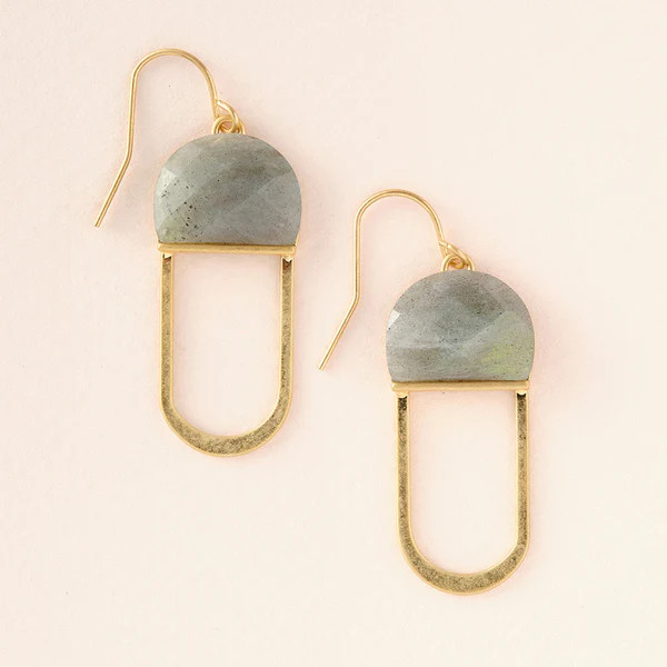 MODERN STONE CHANDELIER EARRING LABRADORITE/GOLD