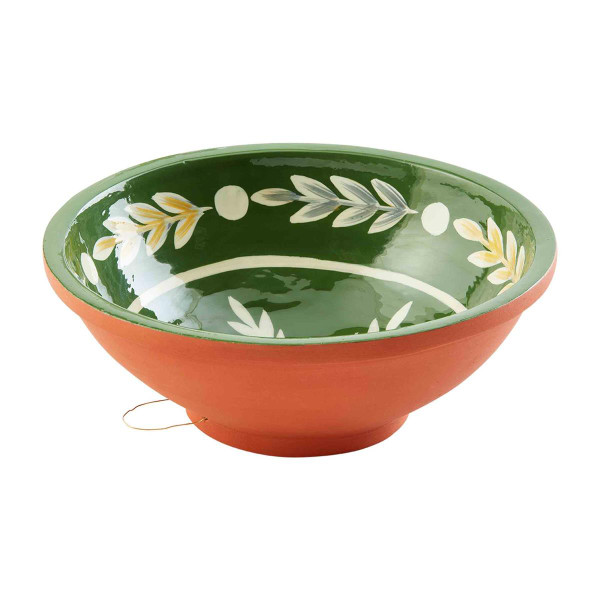 GREEN PAINTED DECORATIVE BOWL