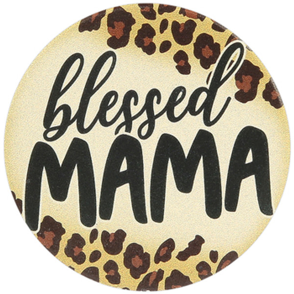 BLESSED MAMA LEOPARD CAR COASTER