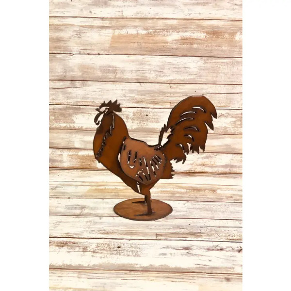ROOSTER SMALL YARD ART RUSTIC