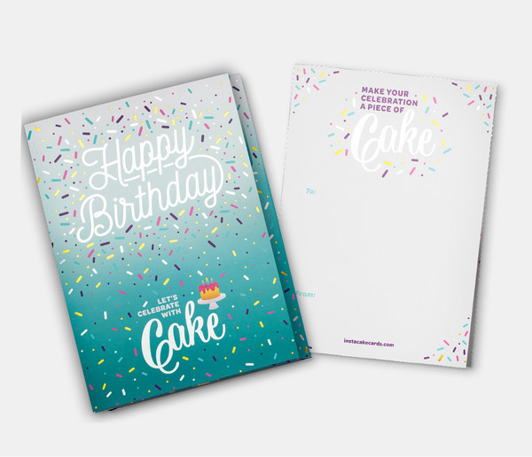 BIRTHDAY CAKE CARD TEAL VANILLA