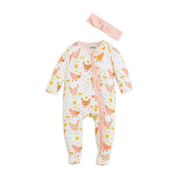 FLORAL CHICKEN SLEEPER & HEADBAND SET