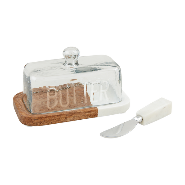 MARBLE BUTTER DISH SET