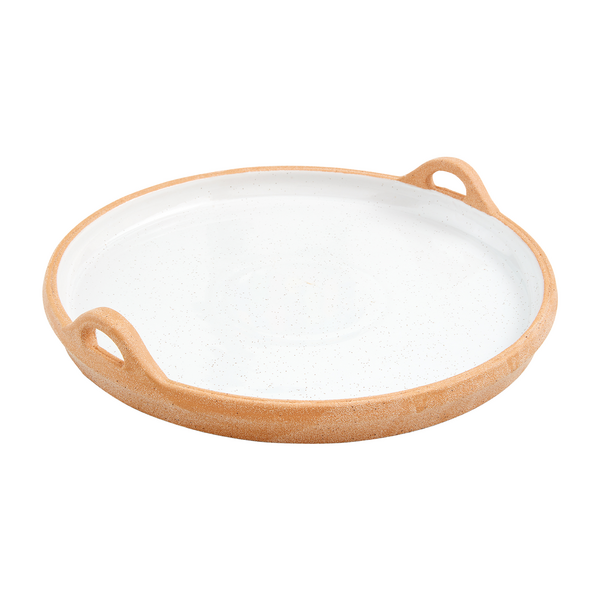 WHITE & RUST ROUND PLATTER