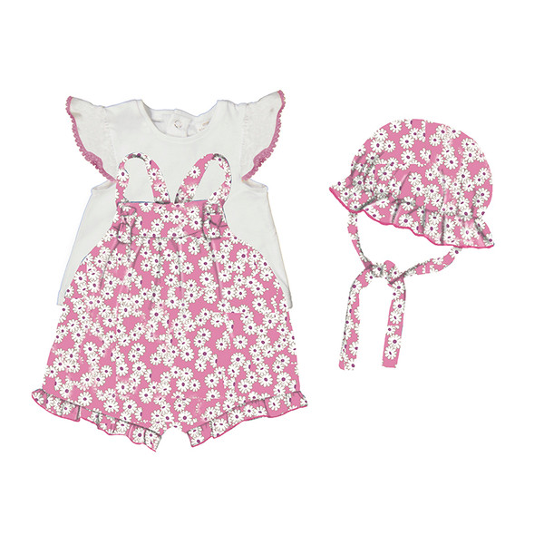 3PC SET DAISY OVERALLS W/ HAT