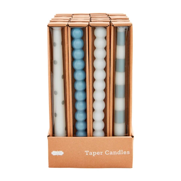 BLUE & WHITE TAPER CANDLES