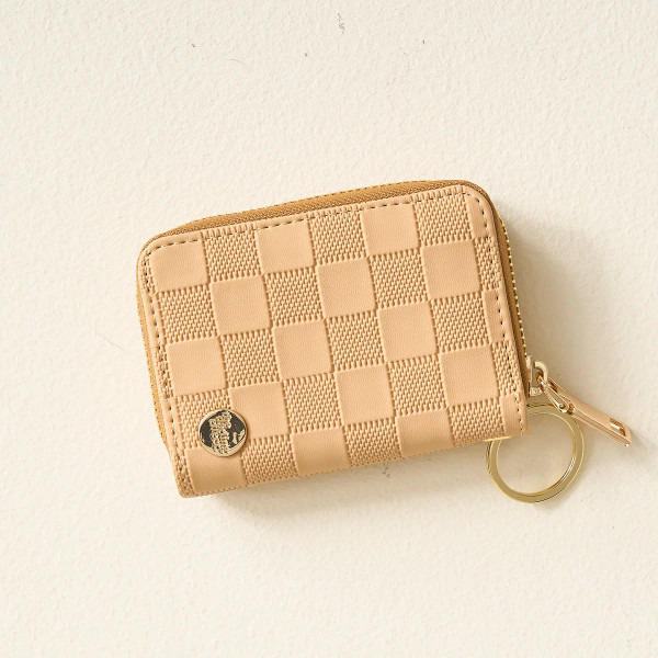 ZIP WALLET  CHECK TAN