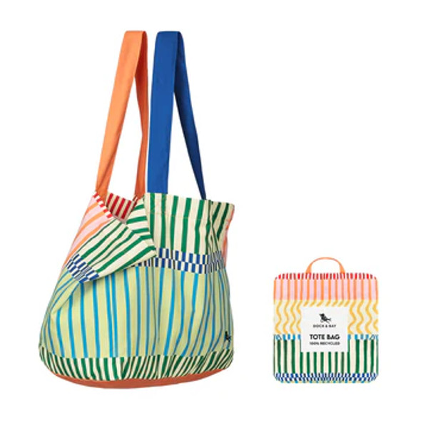 STRIPE FOLDAWAY TOTE BAG