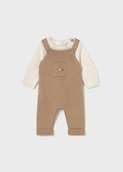 2PC SET TOFFEE KNIT DUNGAREES