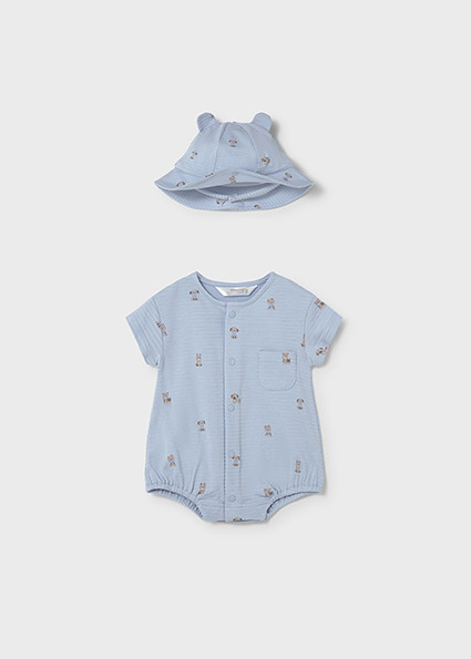2PC ROMPER & HAT SKY PUPPY