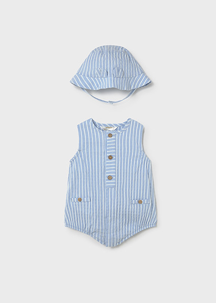 2PC SET BLUE STRIPE BS W/ HAT