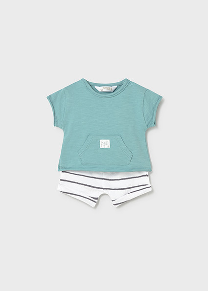 2PC SHORTS W/ STRIPE POCKET TEE