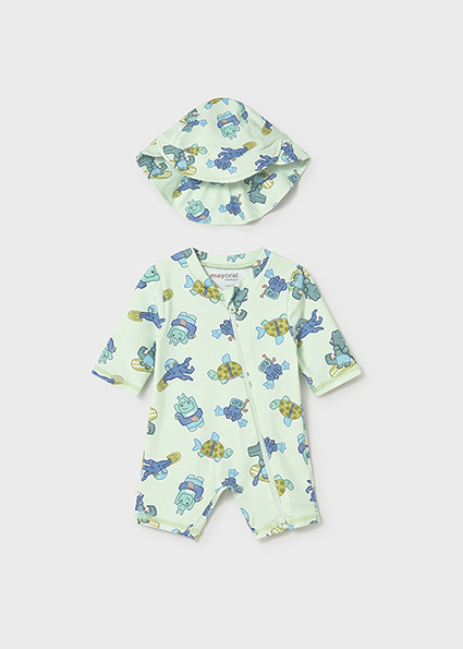 2PC SWIMSUIT GREEN W/ HAT